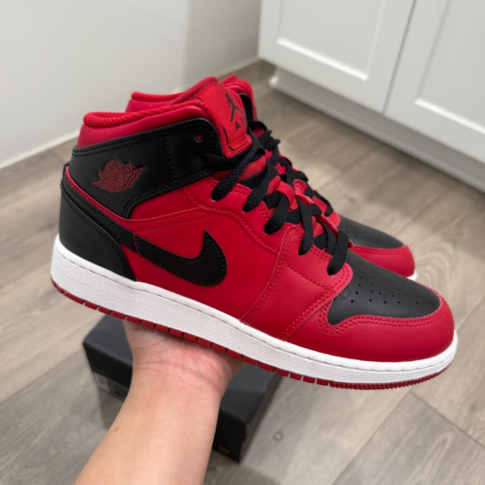 Air Jordan 1 Mid Black and Gym Red
